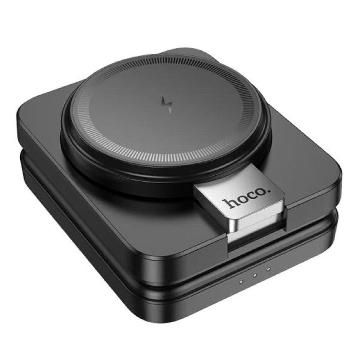 hoco CQ11 Ingenious 3-in-1 folding magnetic wireless charger - black