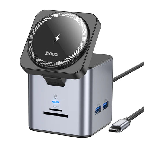 PD 100W 9 in 1 USB-C Multi Function Docking Station with Magnetic Charging Pad (HB49)