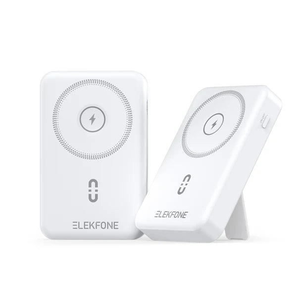 ELEKFONE Magnetic Wireless Power Bank with Built-in Cables and Kickstand