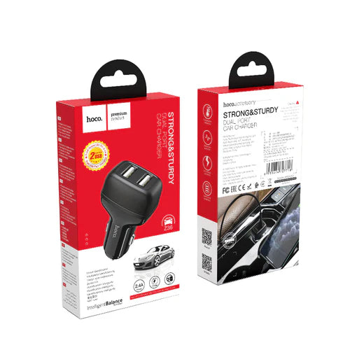 2 Port USB Car Charger (Z36) - Black