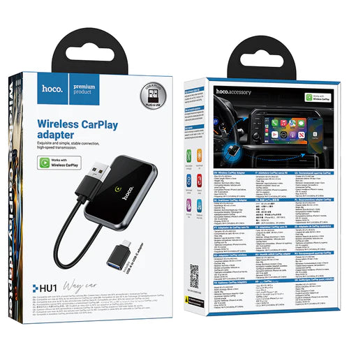 Wireless Adaptor for Apple Car Play with USB-A & USB-C Plug