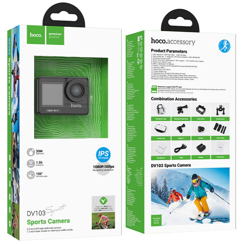 HD 1080P/30FPS Sports Camera with 30M Waterproof, Front & Back Dual Screen (DV103)