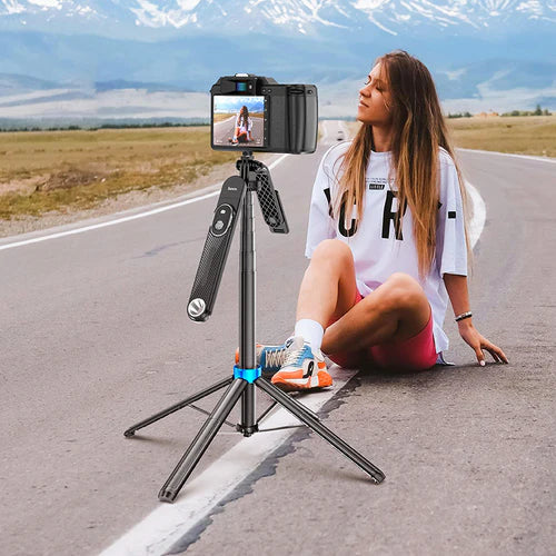 Premium Bluetooth Selfie Stick with 1.75m Quadpod, Camera Mount, Stabilizer, V5.2 Remote (K22)
