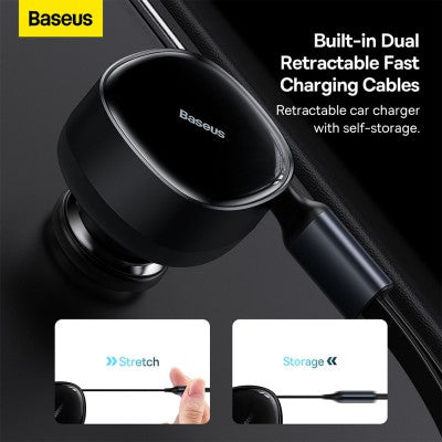Baseus Enjoyment Retractable 2-in-1 Car Charger Type-c & Lightning 30W