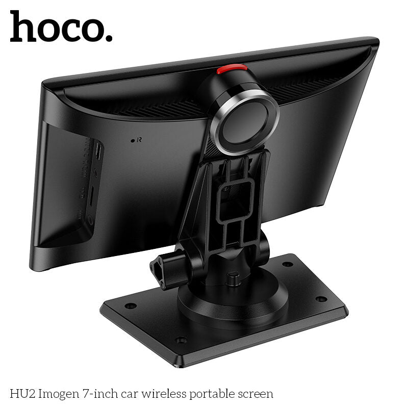 Hoco 7-inch Car Portable Screen w/ Wireless Apple Car Play, Wireless Android Auto, Screen Mirroring (HU2) - Black