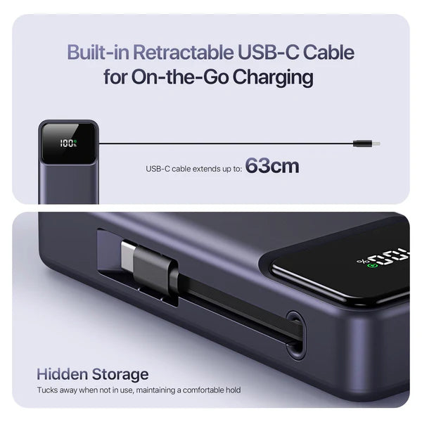 DUZZONA 10,000 mAh Power Bank with Retractable Type-C Cable - P1 $21.00$19.95