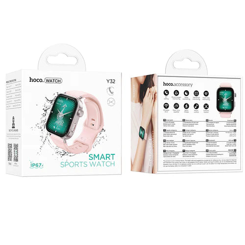 Pink Smart Watch w/ Call Feature, 3~5 Days Battery Life, IP67 Waterproofing, Menstrual Cycle Tracking for women (Y32)