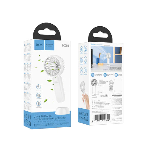 Portable Electric Fan w/ Handheld & Desktop Stand, 3 Speed Adjustable Airflow