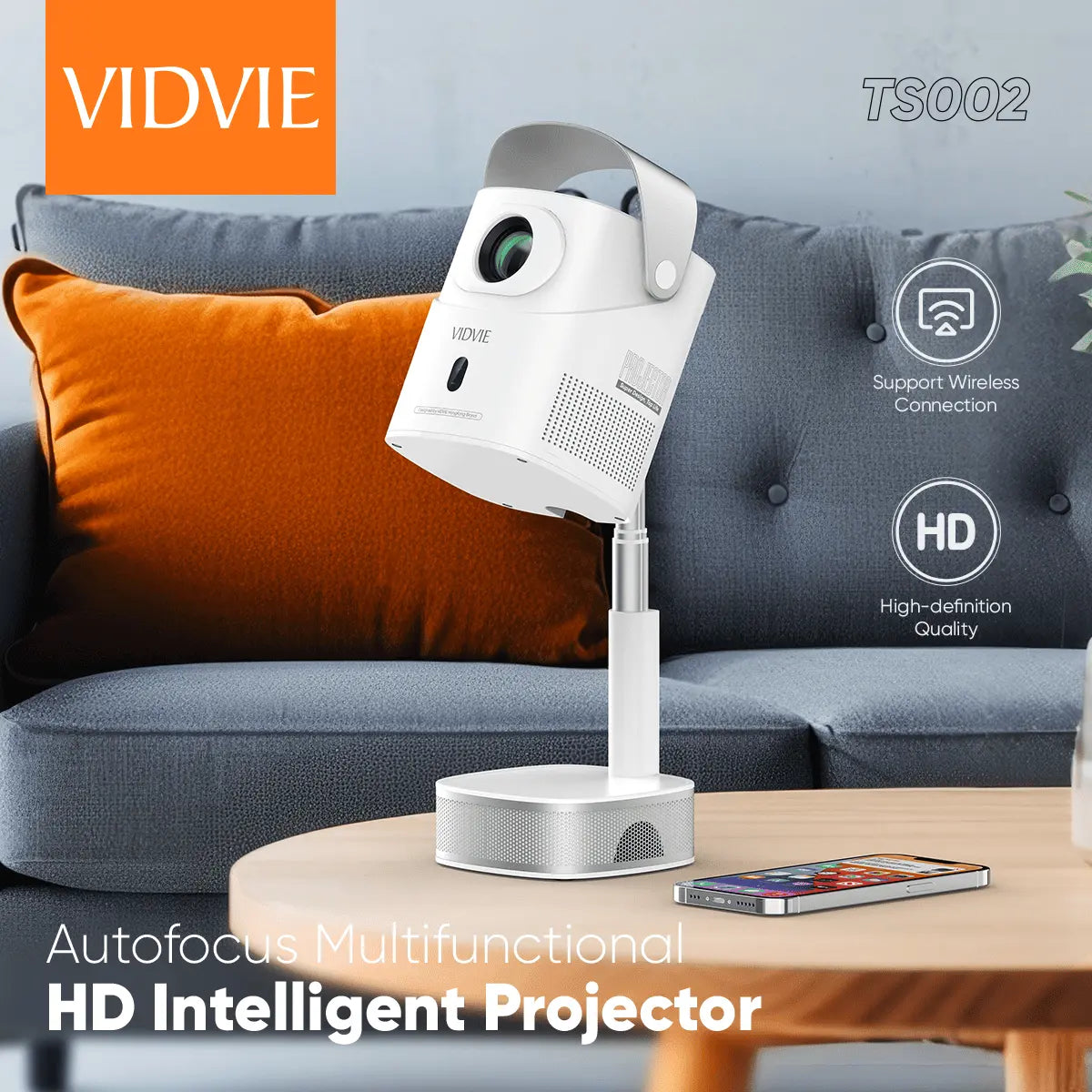 Vidvie TS002 Multifunctional HD Intelligent Projector 240ANS 1280*720P WiFi 6
