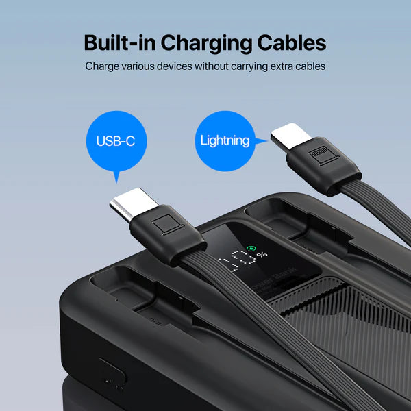 ELEKFONE Magnetic Wireless Power Bank with Built-in Cables and Kickstand
