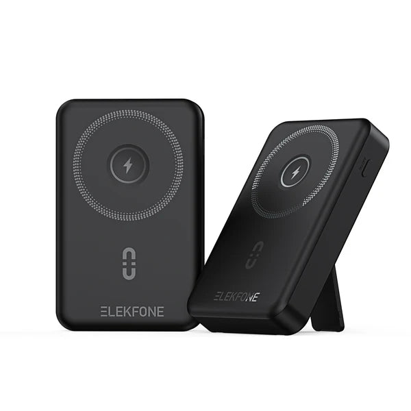 ELEKFONE Magnetic Wireless Power Bank with Built-in Cables and Kickstand