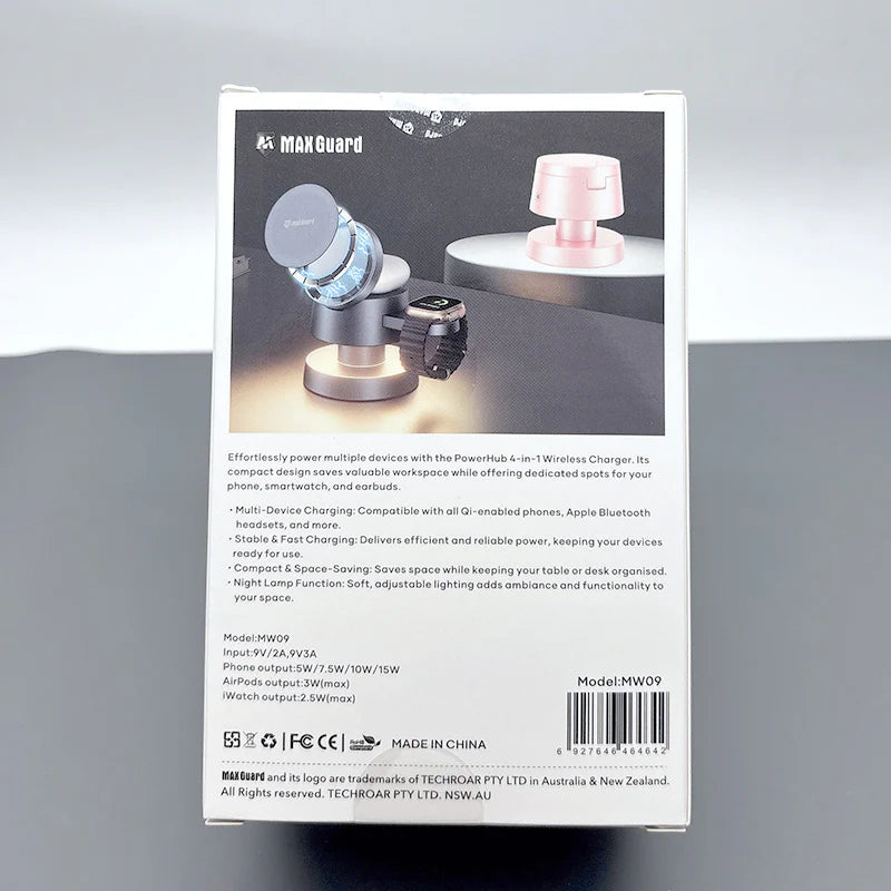 Maxguard 4 in 1 15W Hub Wireless Charger MW09 ( For apple watch and IOS & android system phone)