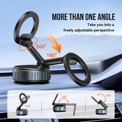 Magnetic Multi-Surface Suction Cup Phone Mount with Foldable Arm