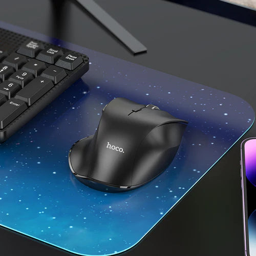 Ergonomic Wireless Mouse with Nano Receiver, Dual Mode 2.4G + Bluetooth, 3-Level Adjustable DPI