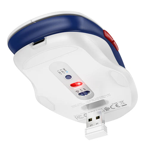 Ergonomic Wireless Mouse with Nano Receiver, LED Light, Dual Mode 2.4G + Bluetooth, Multi-Function Buttons (GM40)