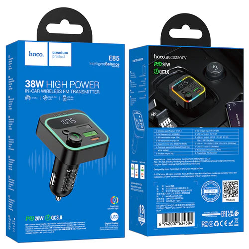 38W FM Car Kit with PD+QC, RGB Light