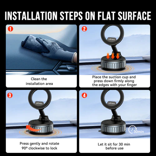 Magnetic Multi-Surface Suction Cup Phone Mount with Foldable Arm