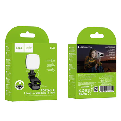 Portable Mini LED Fill Light, 9 Levels of Dimming, 2700K-6500K Color Temperature Range (K28)