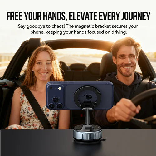 Magnetic Multi-Surface Suction Cup Phone Mount with Foldable Arm
