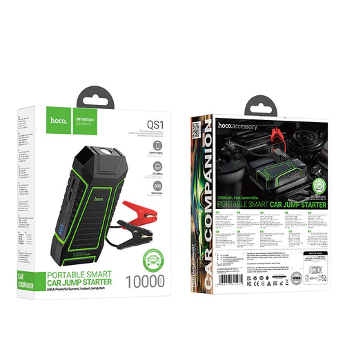 Portable Smart Car Jump Starter Power Bank w/ LED Light (10000mAh) (QS1)