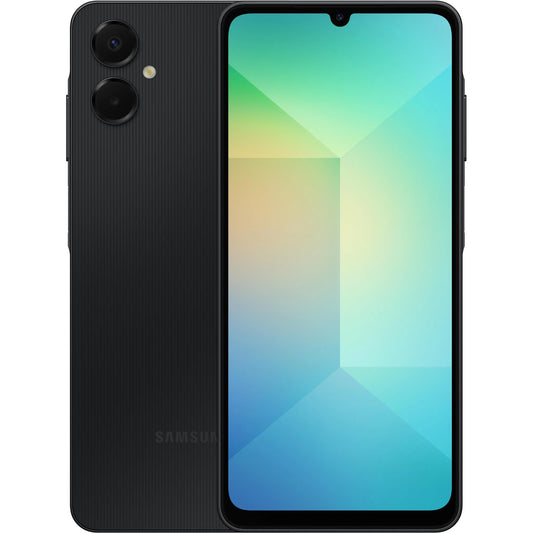 Samsung smartphone showing back and front views on a white background