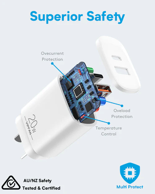 20W USB-A & USB-C Dual Super Fast Charger (AU6)