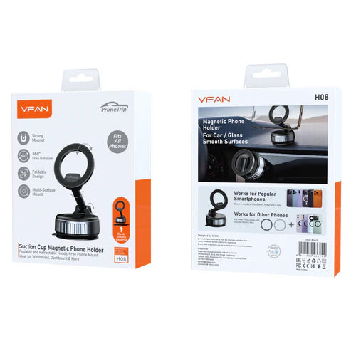 Magnetic Multi-Surface Suction Cup Phone Mount with Foldable Arm