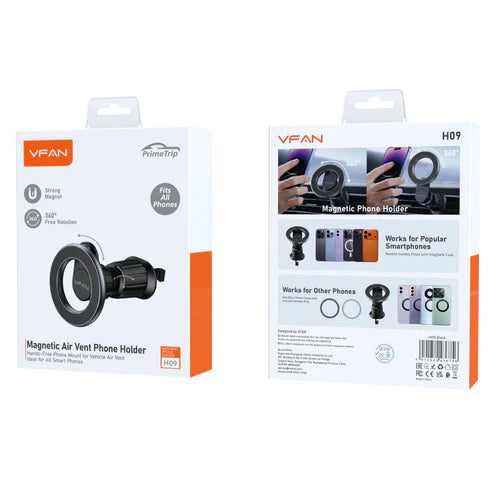 Magnetic Air Vent Phone Mount with 360' Rotation, Hook Locking
