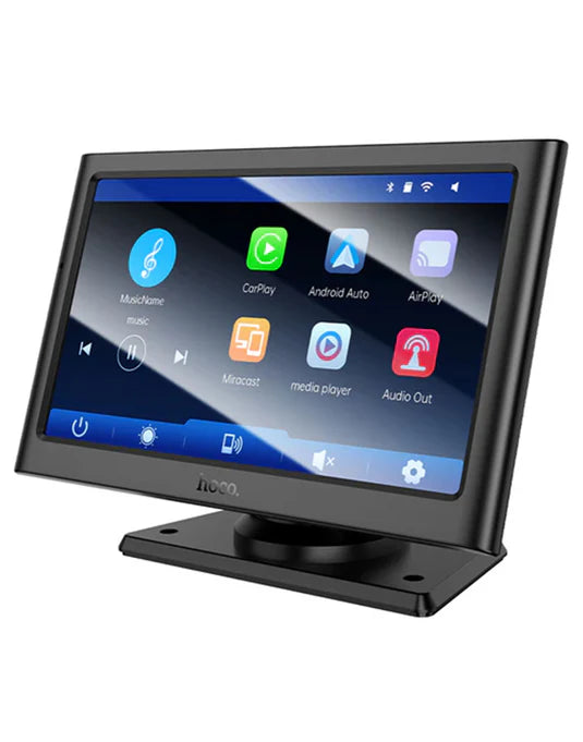Hoco 7-inch Car Portable Screen w/ Wireless Apple Car Play, Wireless Android Auto, Screen Mirroring (HU2) - Black