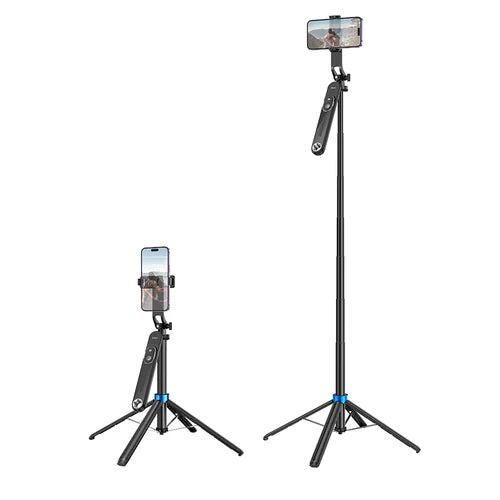 Premium Bluetooth Selfie Stick w/ 1.75m Quadpod, Camera Mount, Stabilizer, V5.2 Remote (K22)