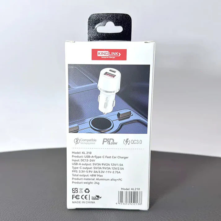 Kinglink 20W 2 USB A+C car charger KL210