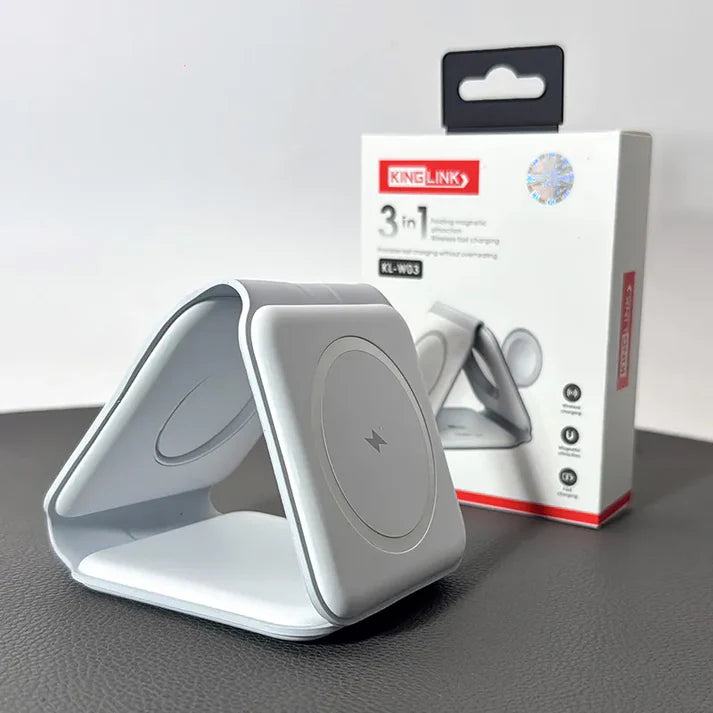 Kinglink 3 in 1 Folding MagFit Wireless Charger KLW03( For apple watch and IOS & android system phone)