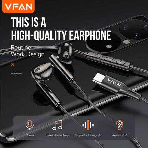 Type-C Earphone Universal w/ Digital Microchip (M18)