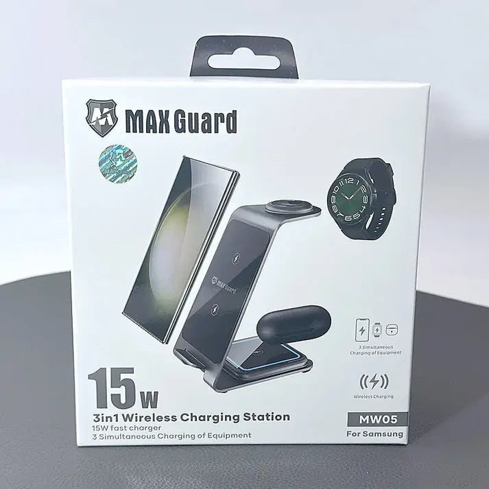 Maxguard 3 in 1 15W Wireless Charger MW05 (for Samsung watch and IOS &amp; android system phone)