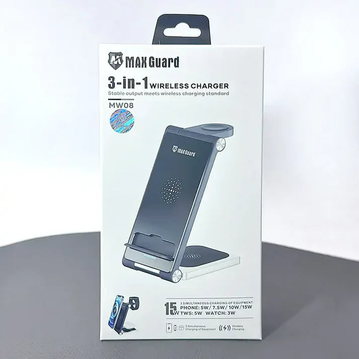 Maxguard 3 in 1 15W Wireless Charger MW08 (For apple watch and IOS & android system phone)