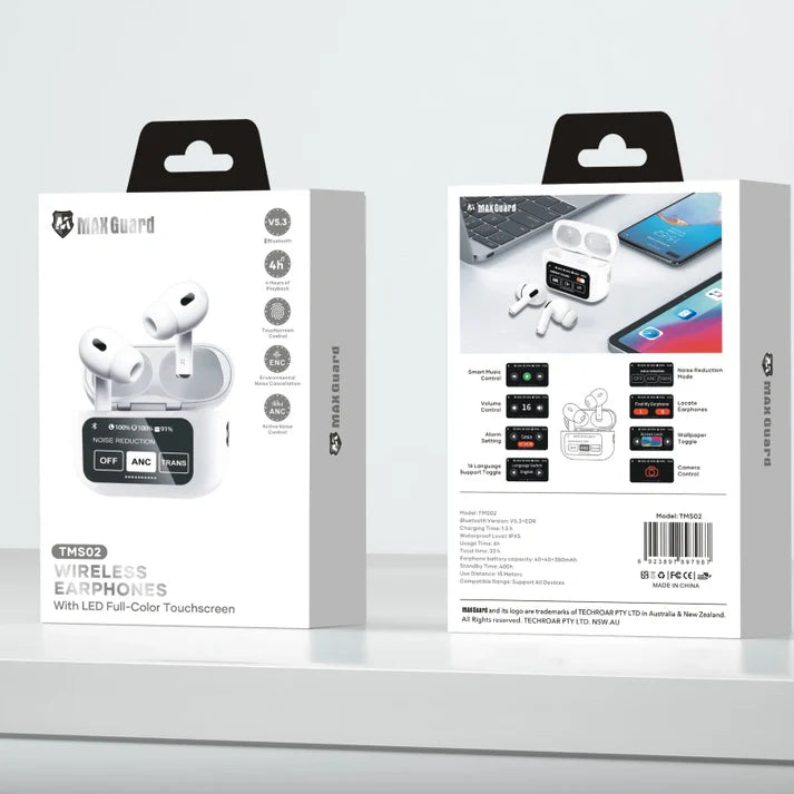Maxguard bluetooth earphone with LED Color Touchscreen TMS02
