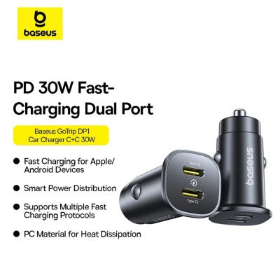 Baseus GoTrip DP1 Car Charger C+C 30W