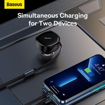Baseus Enjoyment Retractable 2-in-1 Car Charger Type-c & Lightning 30W