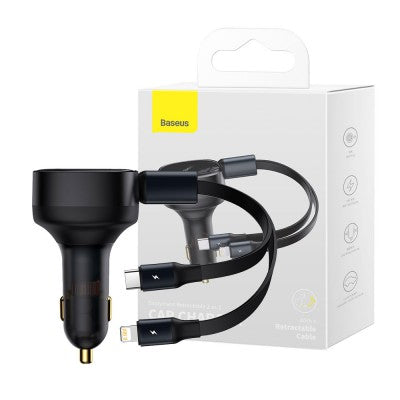 Baseus Enjoyment Retractable 2-in-1 Car Charger Type-c & Lightning 30W