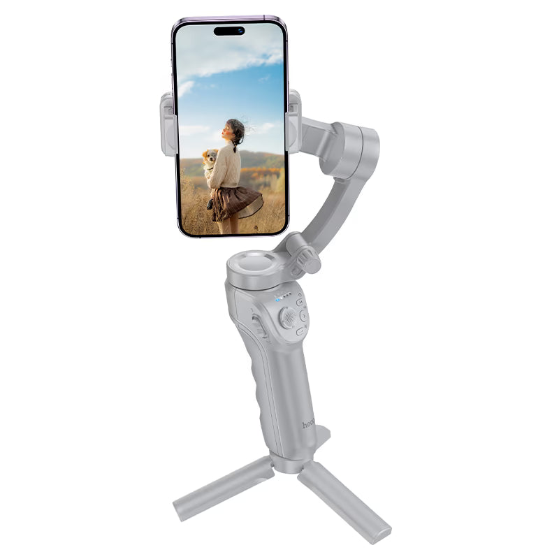 hoco. K24 Support, smart 3-axis gimbal, for 4.5 – 7 inches mobile phones, face tracking, 360-degree rotation, 3 modes fill light, tripod