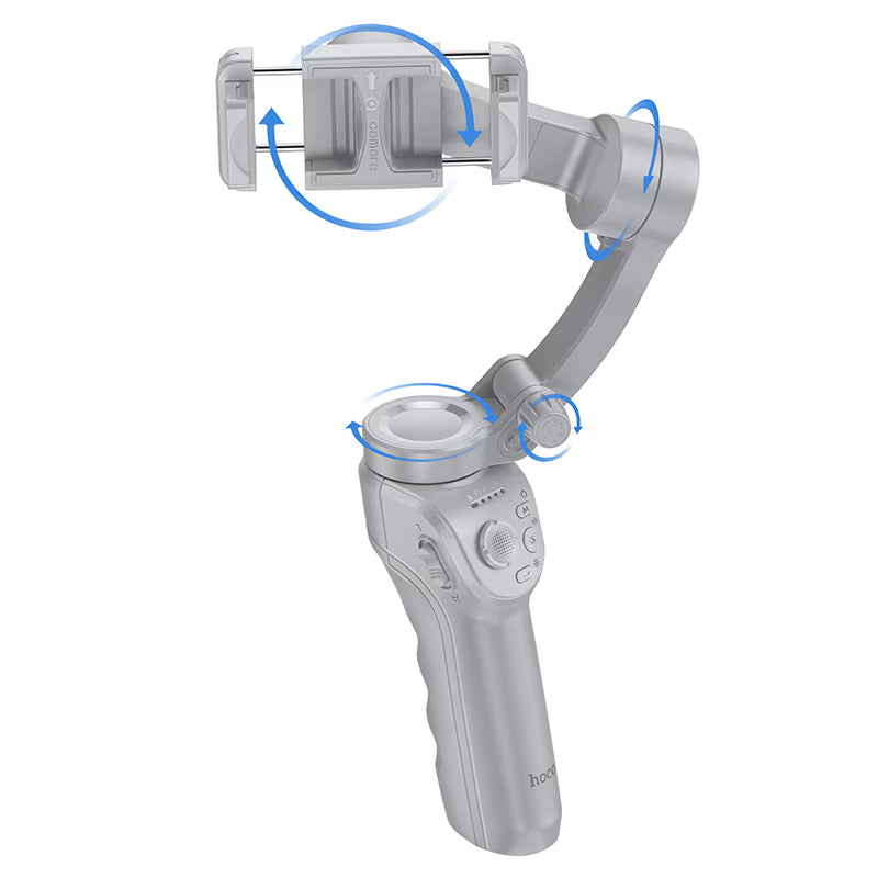 hoco. K24 Support, smart 3-axis gimbal, for 4.5 – 7 inches mobile phones, face tracking, 360-degree rotation, 3 modes fill light, tripod