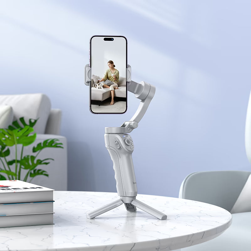 hoco. K24 Support, smart 3-axis gimbal, for 4.5 – 7 inches mobile phones, face tracking, 360-degree rotation, 3 modes fill light, tripod