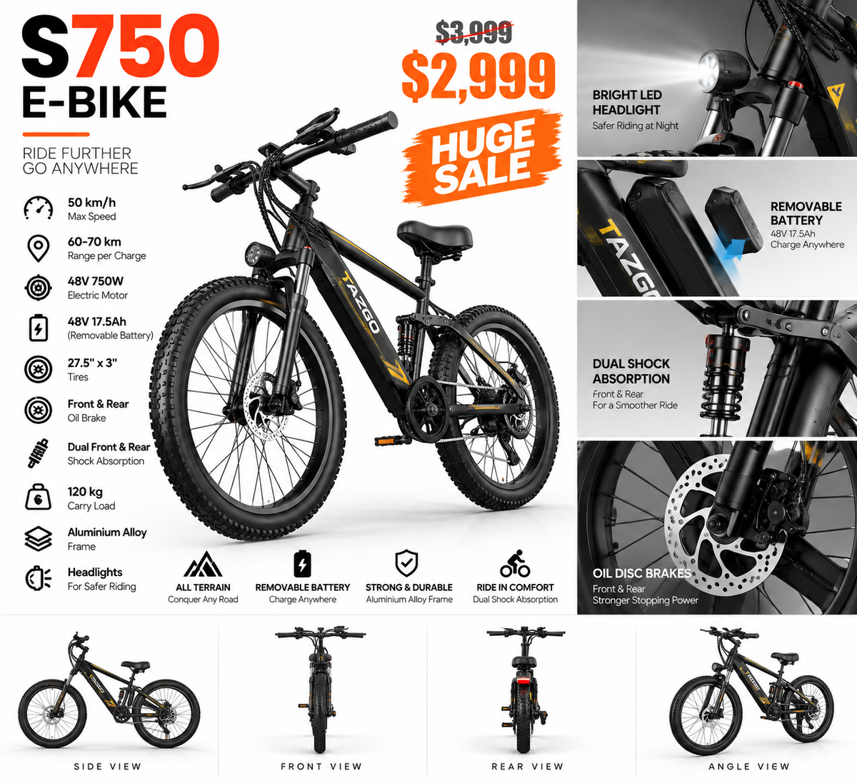 S750 E-Bike premium product showcase