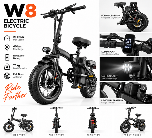 W8 Electric Bicycle premium product showcase